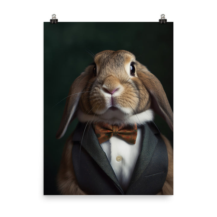 English Lop Bunny with a Stylish Pose Photo paper poster - PosterfyAI.com