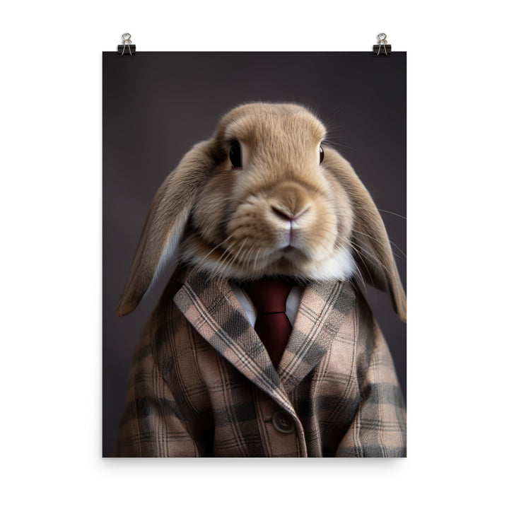 English Lop Bunny with a Stylish Pose Photo paper poster - PosterfyAI.com