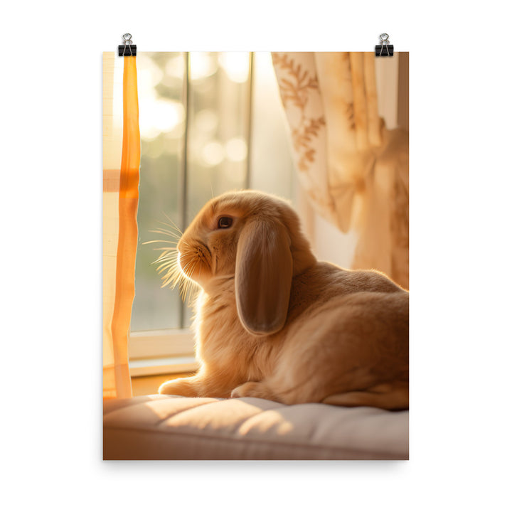 English Lop Bunny in a Cozy Setting Photo paper poster - PosterfyAI.com