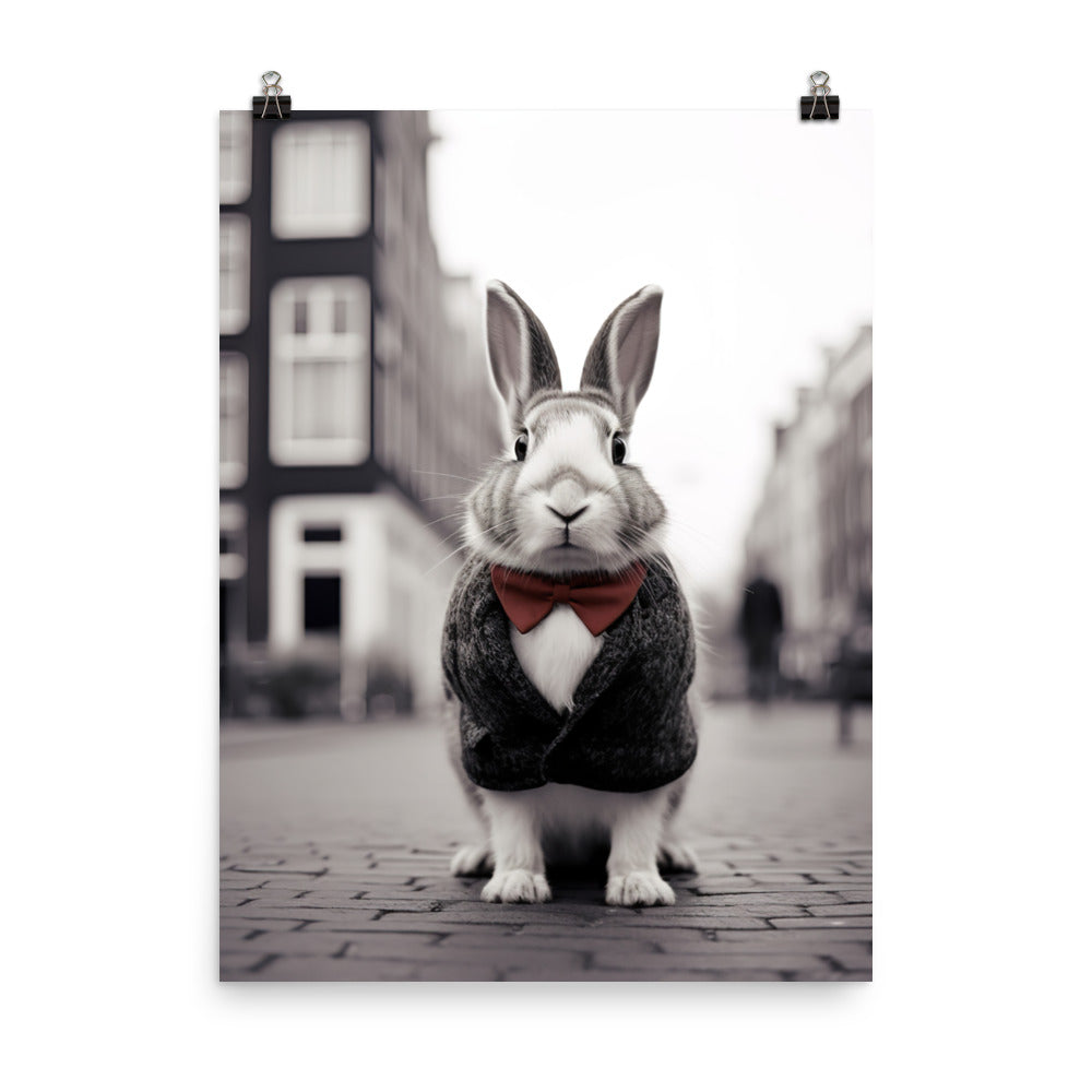 Dutch Bunny with a Stylish Pose Photo paper poster - PosterfyAI.com