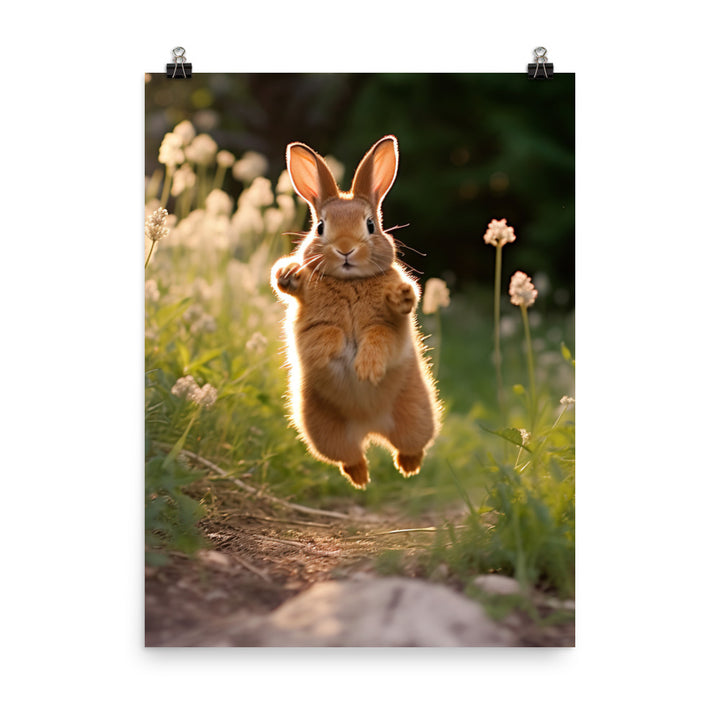 Dutch Bunny Enjoying a Playful Hop Photo paper poster - PosterfyAI.com