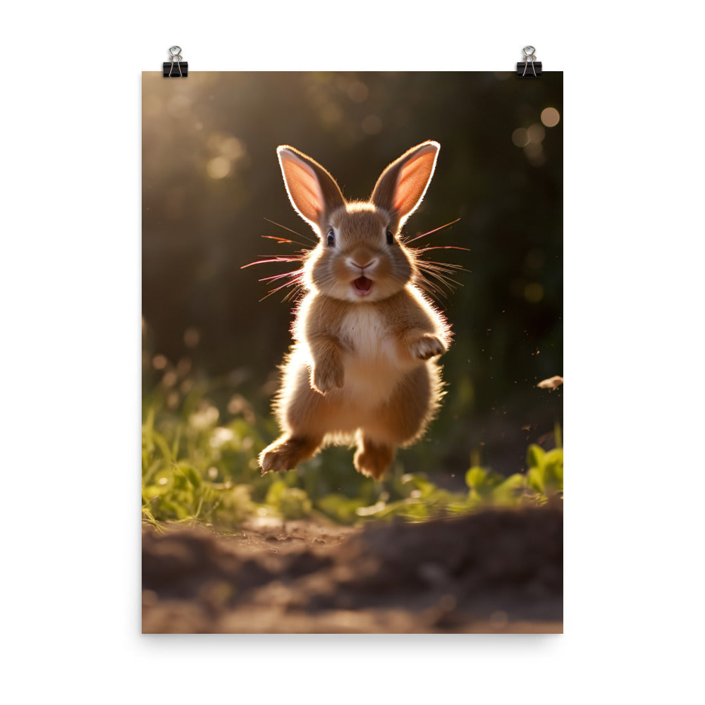 Dutch Bunny Enjoying a Playful Hop Photo paper poster - PosterfyAI.com