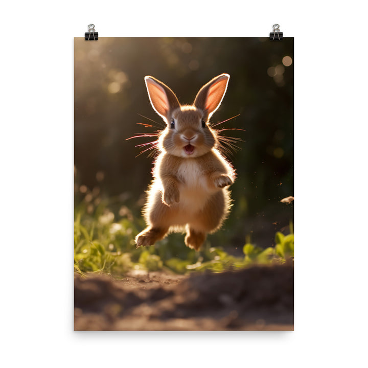 Dutch Bunny Enjoying a Playful Hop Photo paper poster - PosterfyAI.com