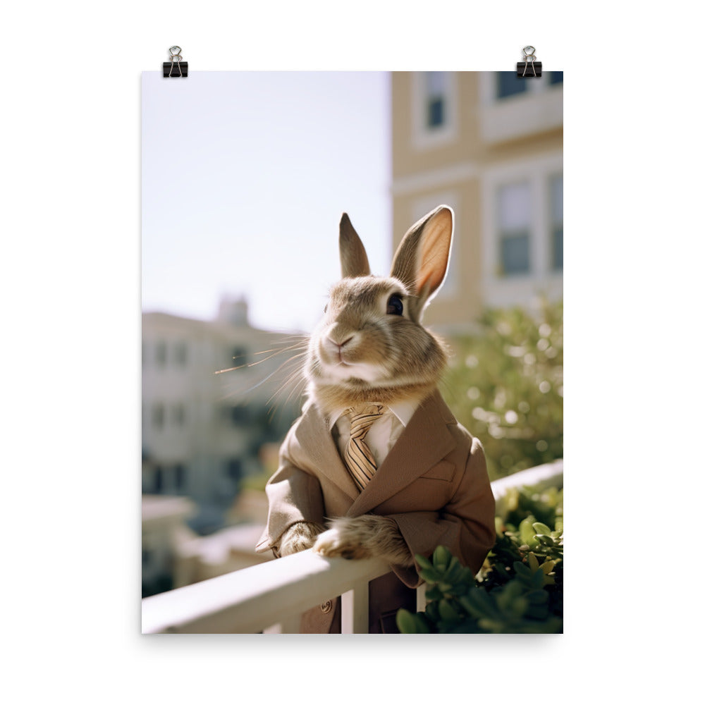 Californian Bunny with a Stylish Pose Photo paper poster - PosterfyAI.com