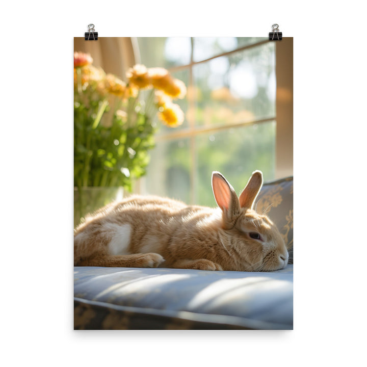 Californian Bunny in a Cozy Setting Photo paper poster - PosterfyAI.com