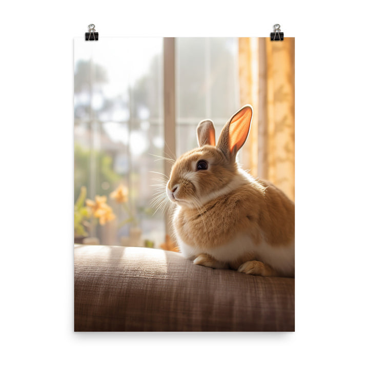 Californian Bunny in a Cozy Setting Photo paper poster - PosterfyAI.com