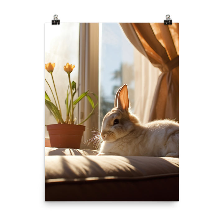 Californian Bunny in a Cozy Setting Photo paper poster - PosterfyAI.com