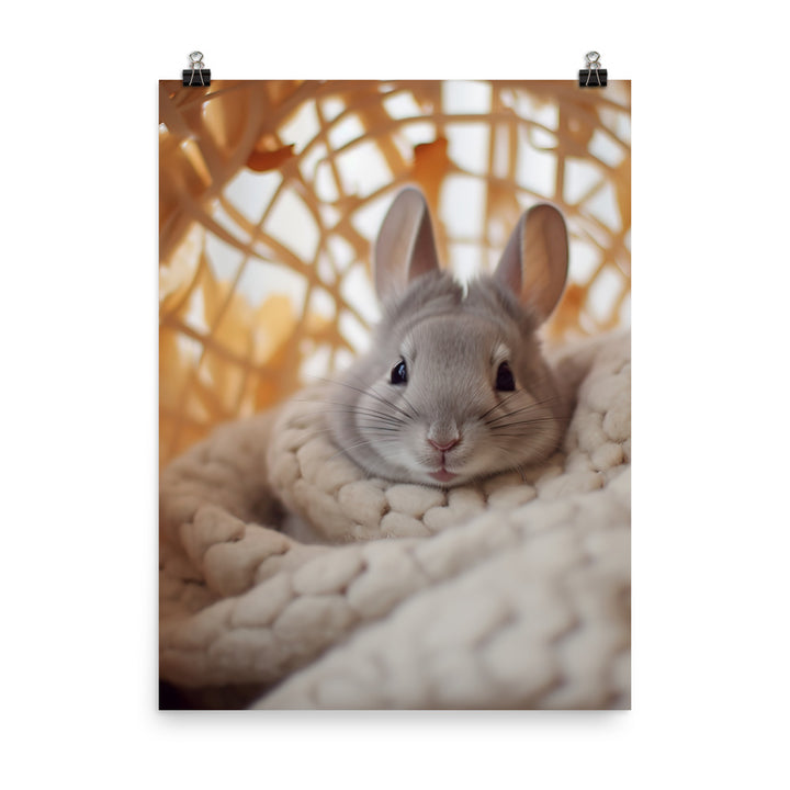 Chinchilla Bunny in a Cozy Setting Photo paper poster - PosterfyAI.com