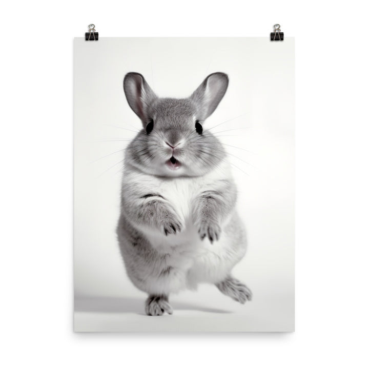 Chinchilla Bunny Enjoying a Playful Hop Photo paper poster - PosterfyAI.com