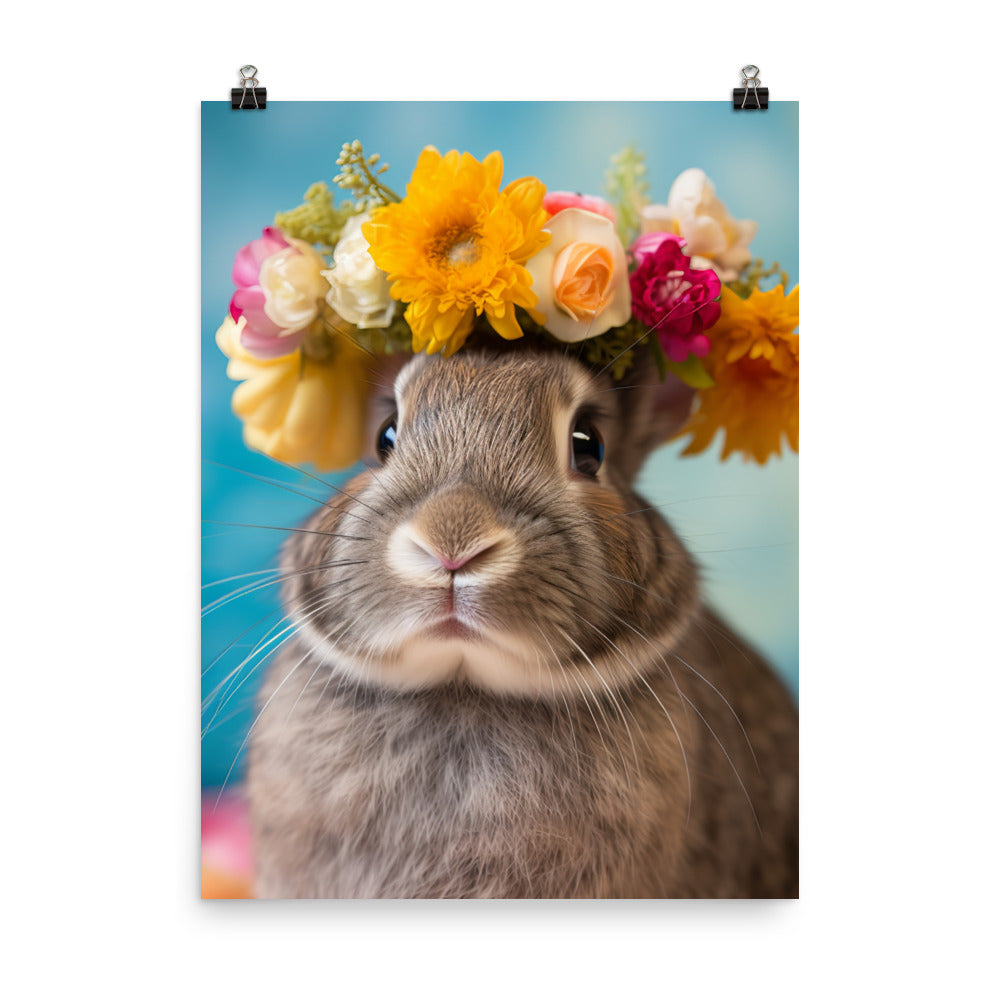 American Bunny with a Crown Photo paper poster - PosterfyAI.com