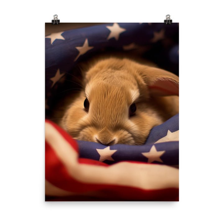 American Bunny Nestled in a Soft Blanket Photo paper poster - PosterfyAI.com