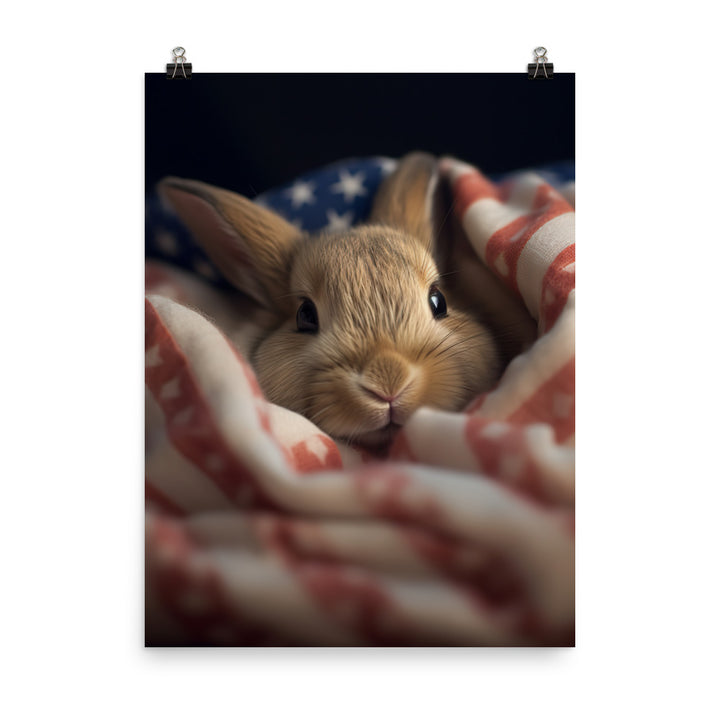 American Bunny Nestled in a Soft Blanket Photo paper poster - PosterfyAI.com