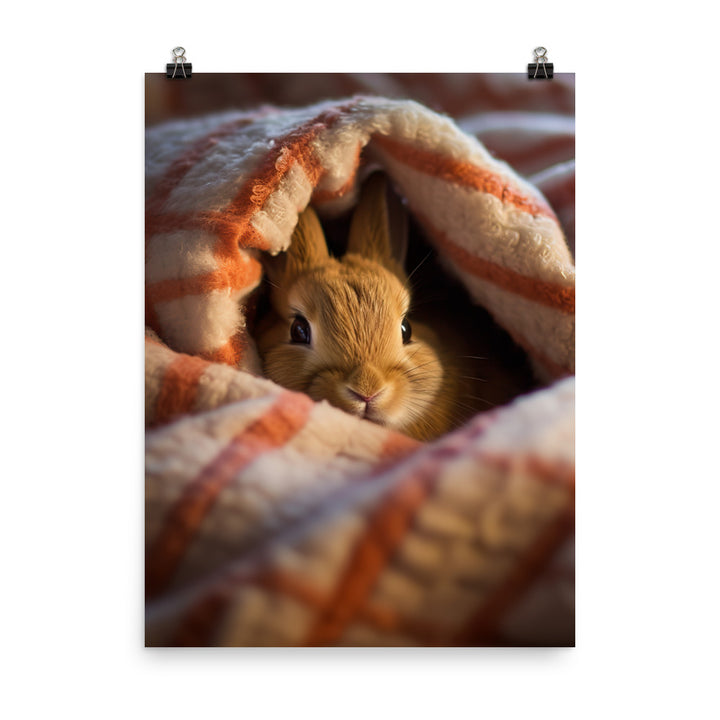American Bunny Nestled in a Soft Blanket Photo paper poster - PosterfyAI.com