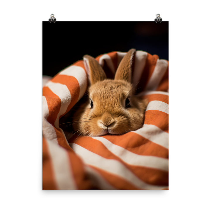 American Bunny Nestled in a Soft Blanket Photo paper poster - PosterfyAI.com