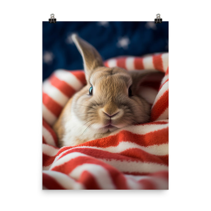 American Bunny Nestled in a Soft Blanket Photo paper poster - PosterfyAI.com