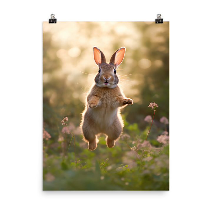American Bunny Enjoying a Playful Hop Photo paper poster - PosterfyAI.com