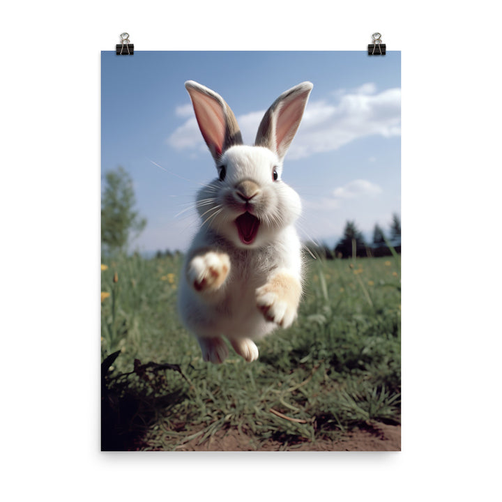 American Bunny Enjoying a Playful Hop Photo paper poster - PosterfyAI.com