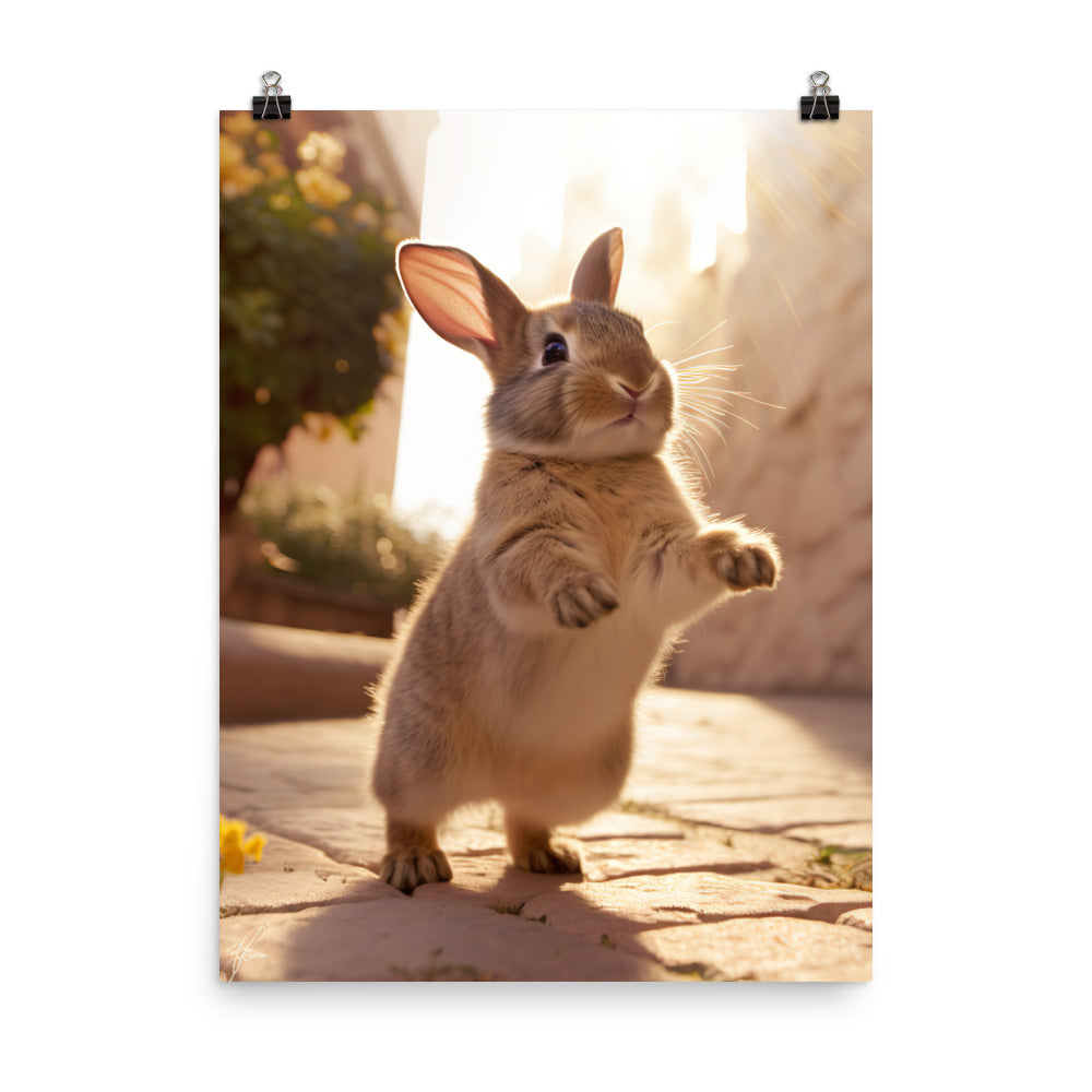 American Bunny Enjoying a Playful Hop Photo paper poster - PosterfyAI.com