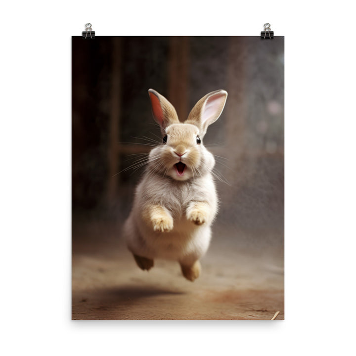American Bunny Enjoying a Playful Hop Photo paper poster - PosterfyAI.com