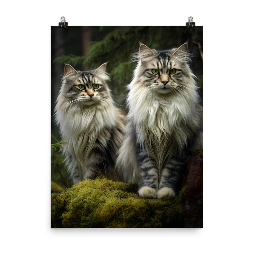 Norwegian Forest Cat Photo paper poster - PosterfyAI.com