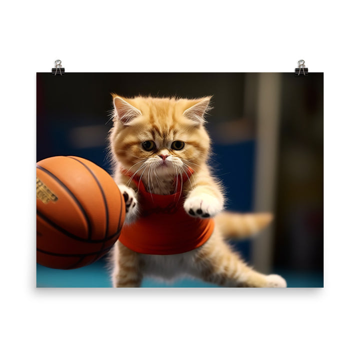 Exotic Shorthair BasketBall Player Photo paper poster - PosterfyAI.com