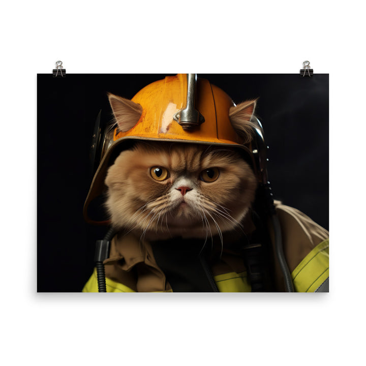 Exotic Shorthair Firefighter Photo paper poster - PosterfyAI.com