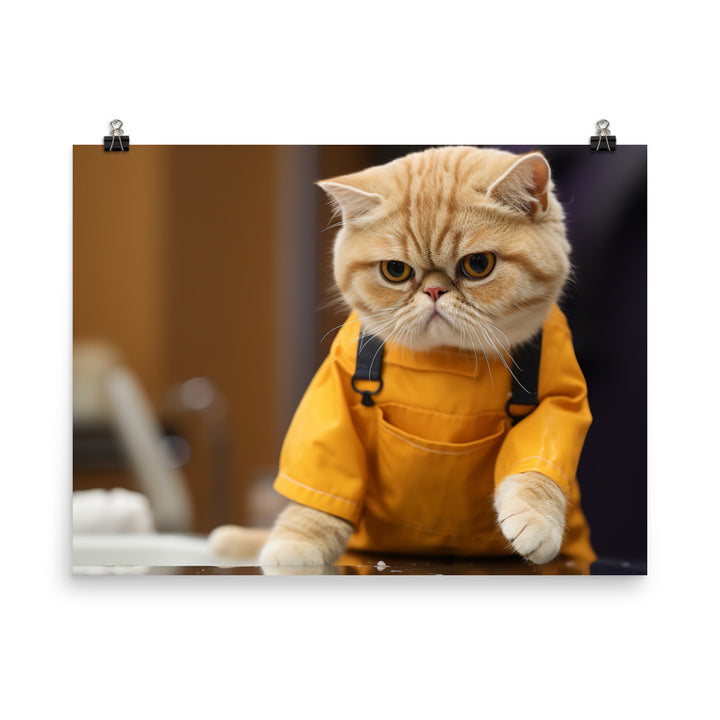 Exotic Shorthair Janitor Photo paper poster - PosterfyAI.com