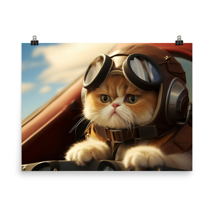 Exotic Shorthair Pilot Photo paper poster - PosterfyAI.com