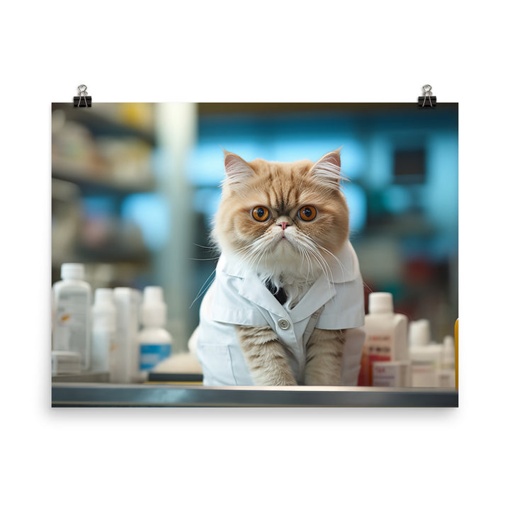 Exotic Shorthair Pharmacist Photo paper poster - PosterfyAI.com