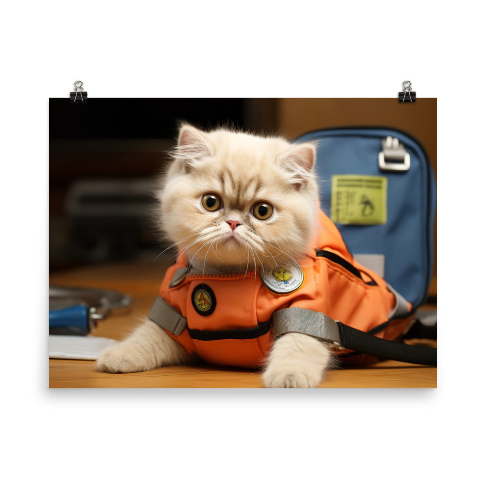 Exotic Shorthair Paramedic Photo paper poster - PosterfyAI.com