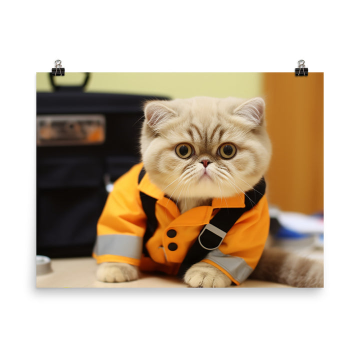 Exotic Shorthair Paramedic Photo paper poster - PosterfyAI.com