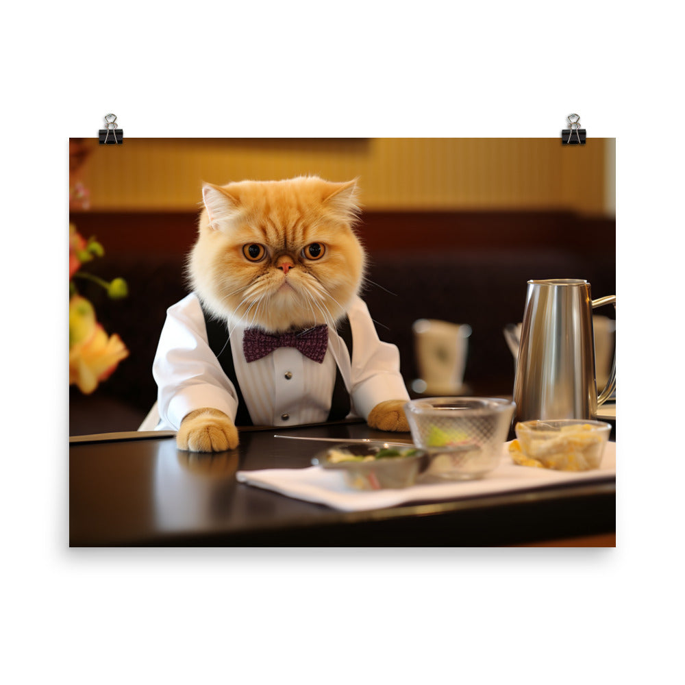 Exotic Shorthair Hotel Staff Photo paper poster - PosterfyAI.com
