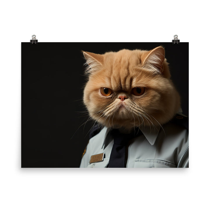 Exotic Shorthair Security Officer Photo paper poster - PosterfyAI.com