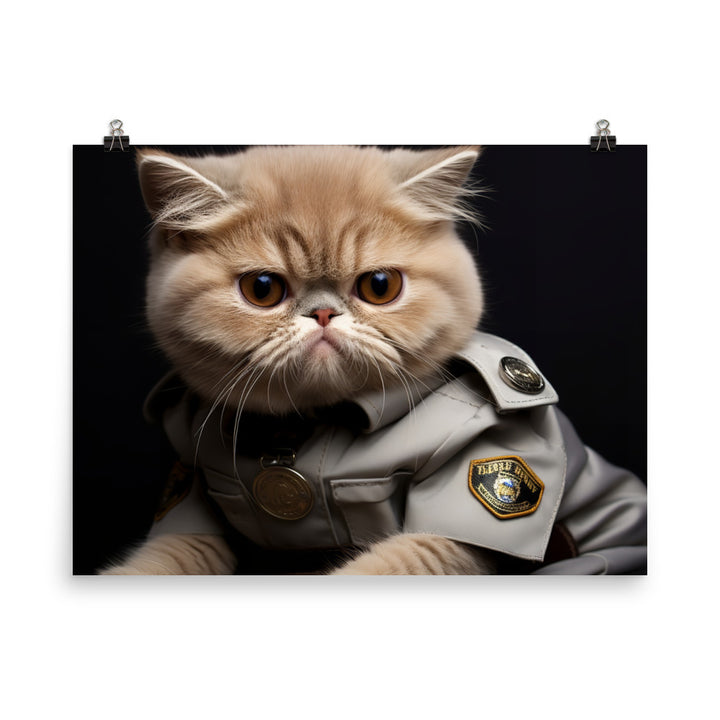 Exotic Shorthair Security Officer Photo paper poster - PosterfyAI.com