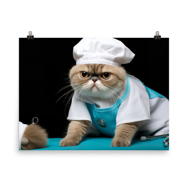 Exotic Shorthair Nurse Photo paper poster - PosterfyAI.com