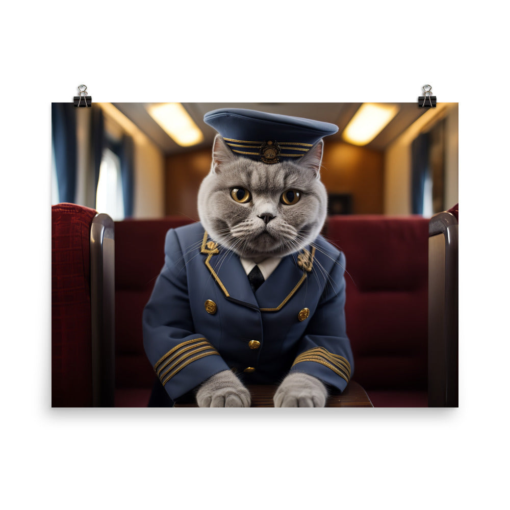 British Shorthair Transit Operator Photo paper poster - PosterfyAI.com