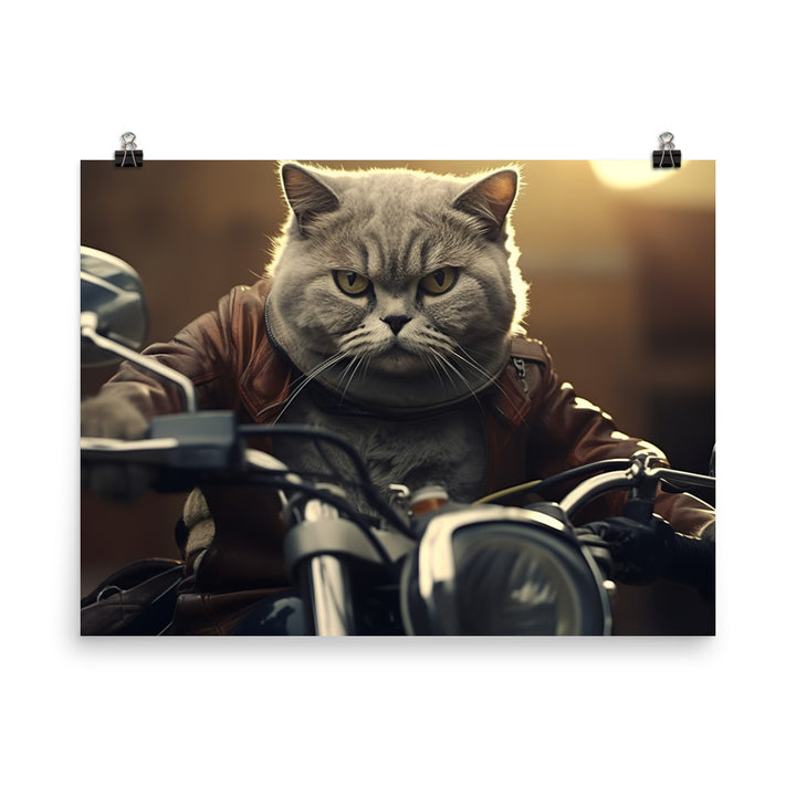 British Shorthair Superbike Athlete Photo paper poster - PosterfyAI.com