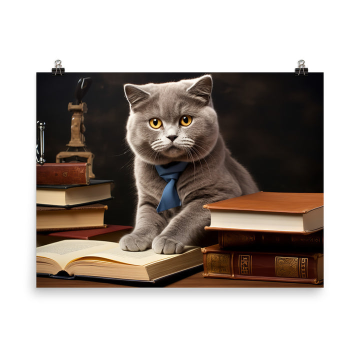 British Shorthair Student Photo paper poster - PosterfyAI.com