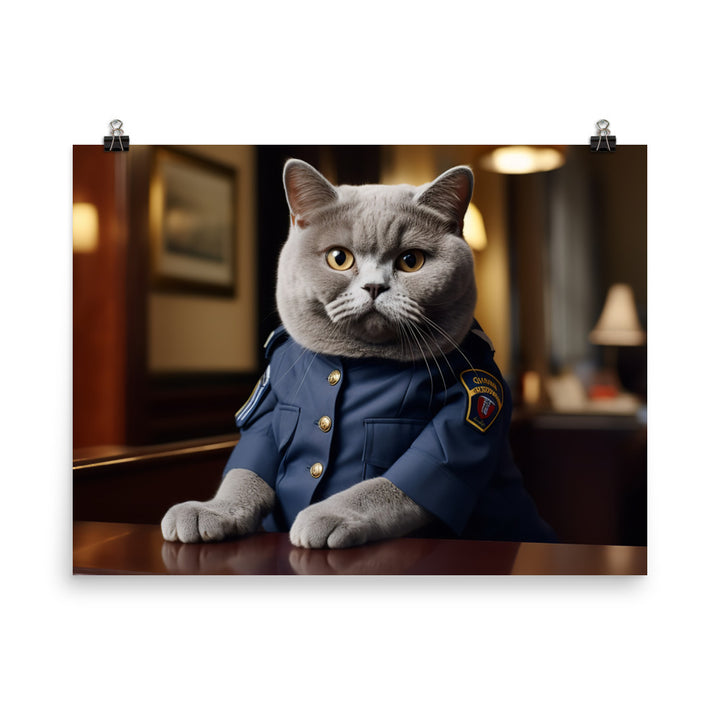 British Shorthair Security Officer Photo paper poster - PosterfyAI.com
