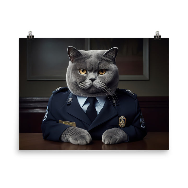 British Shorthair Security Officer Photo paper poster - PosterfyAI.com