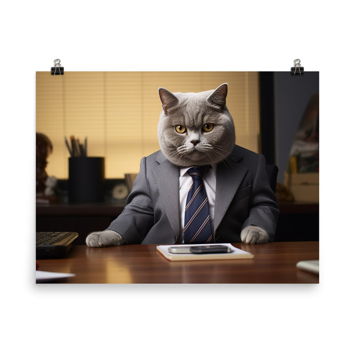 British Shorthair Sales Consultant Photo paper poster - PosterfyAI.com