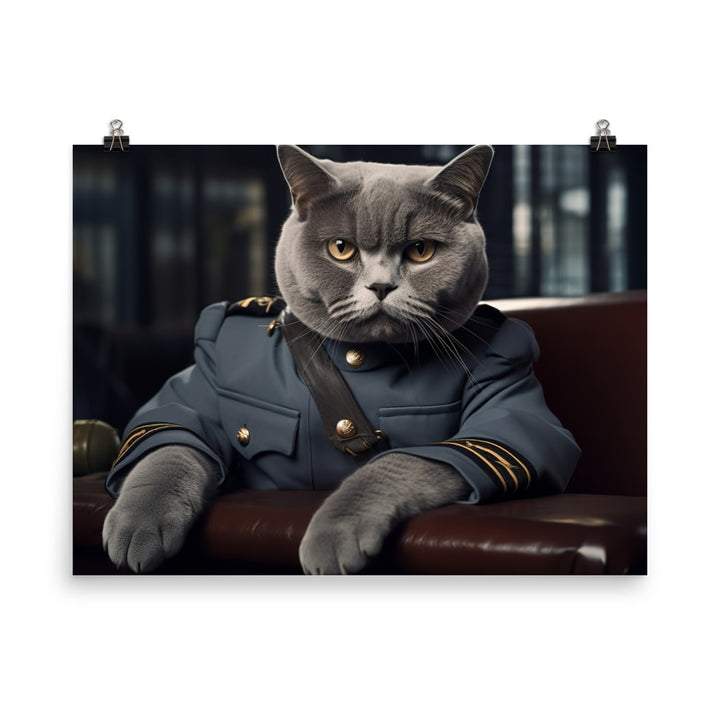 British Shorthair Prison Officer Photo paper poster - PosterfyAI.com