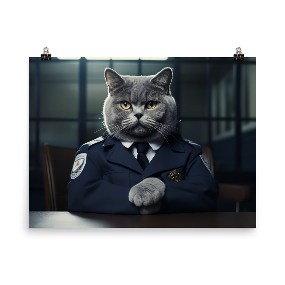 British Shorthair Prison Officer Photo paper poster - PosterfyAI.com