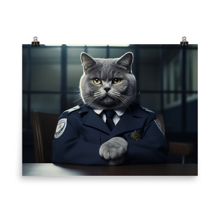 British Shorthair Prison Officer Photo paper poster - PosterfyAI.com