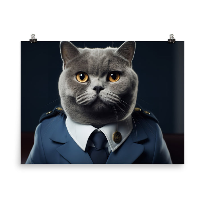 British Shorthair Pilot Photo paper poster - PosterfyAI.com