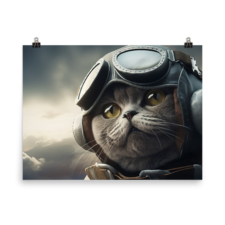 British Shorthair Pilot Photo paper poster - PosterfyAI.com