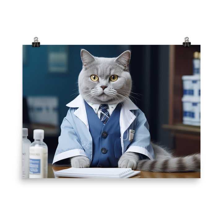 British Shorthair Pharmacist Photo paper poster - PosterfyAI.com