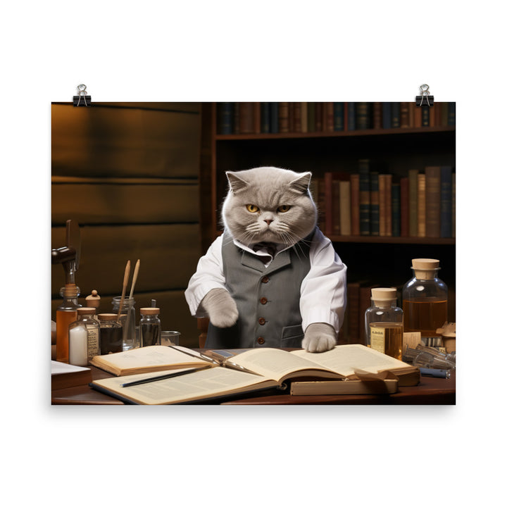 British Shorthair Pharmacist Photo paper poster - PosterfyAI.com