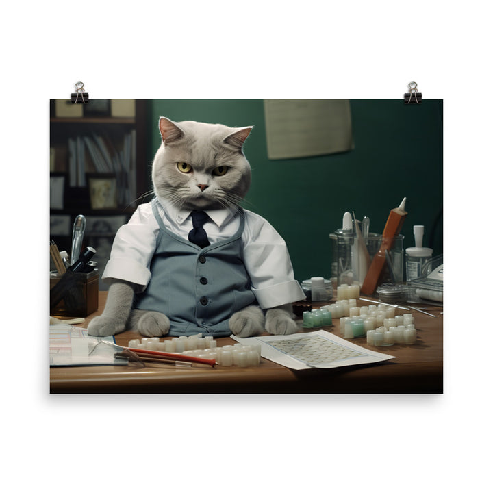 British Shorthair Pharmacist Photo paper poster - PosterfyAI.com