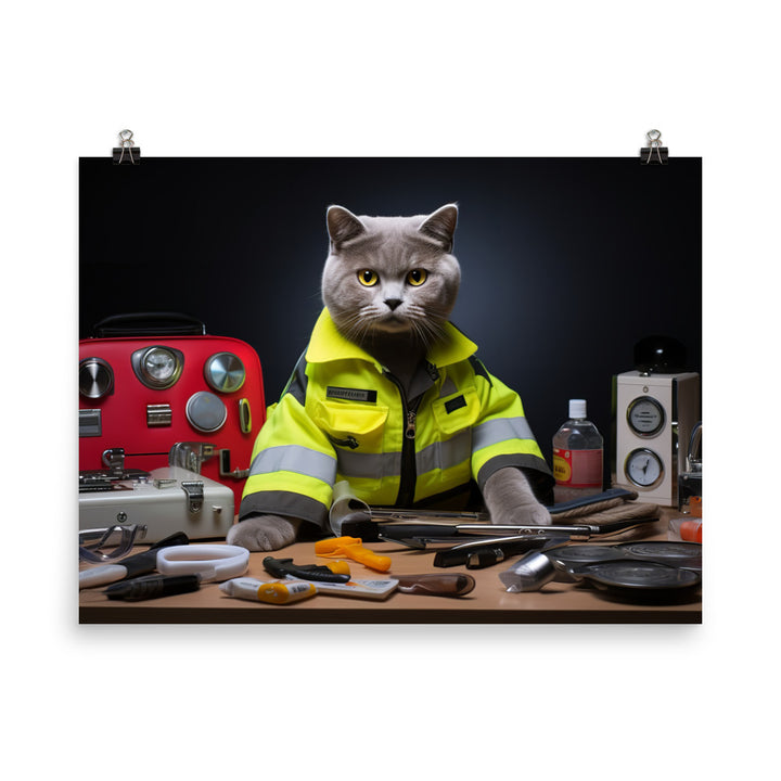 British Shorthair Paramedic Photo paper poster - PosterfyAI.com